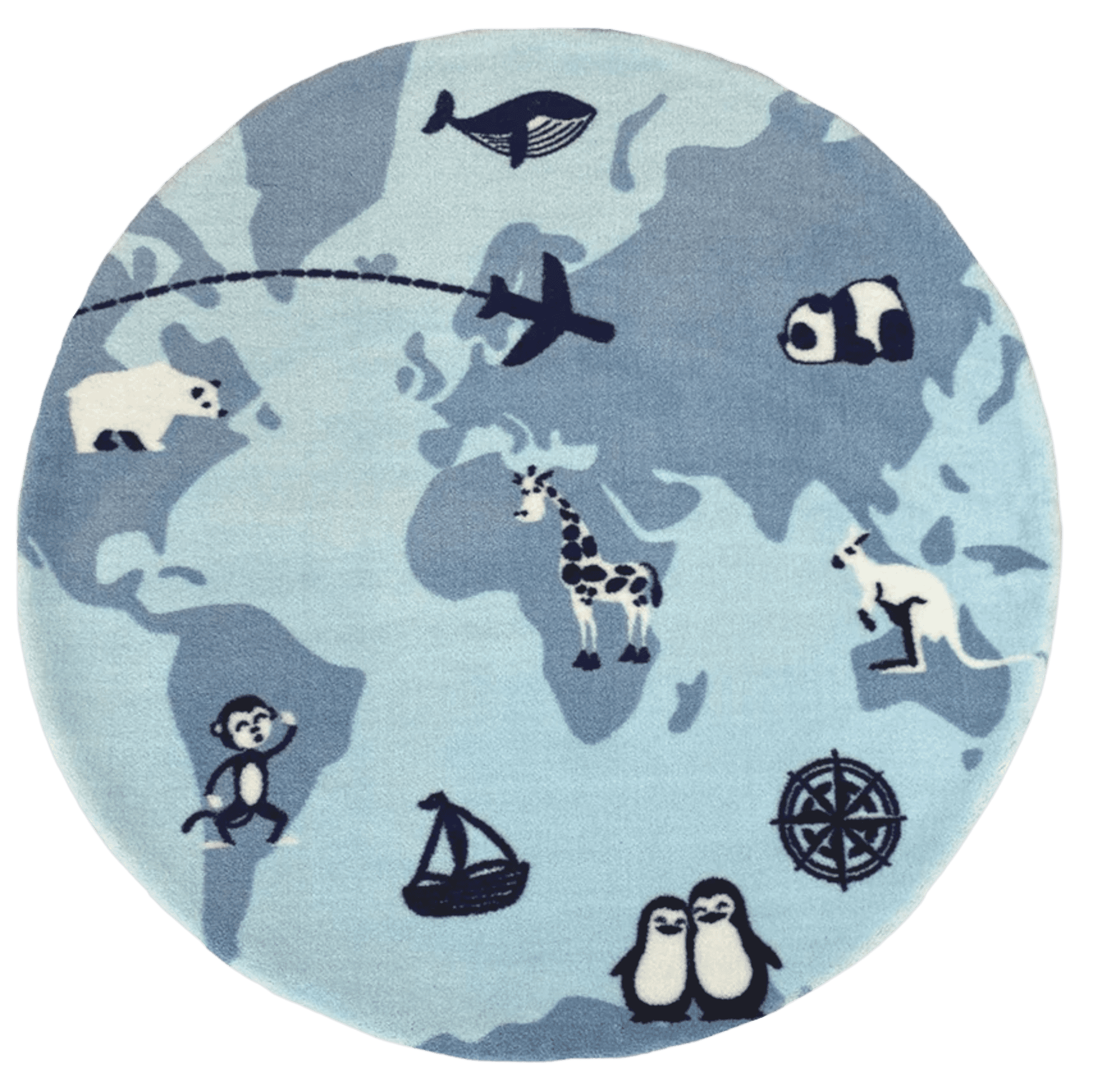 Tapete Quarto Infantil Redondo Mapa Mundi Cinza