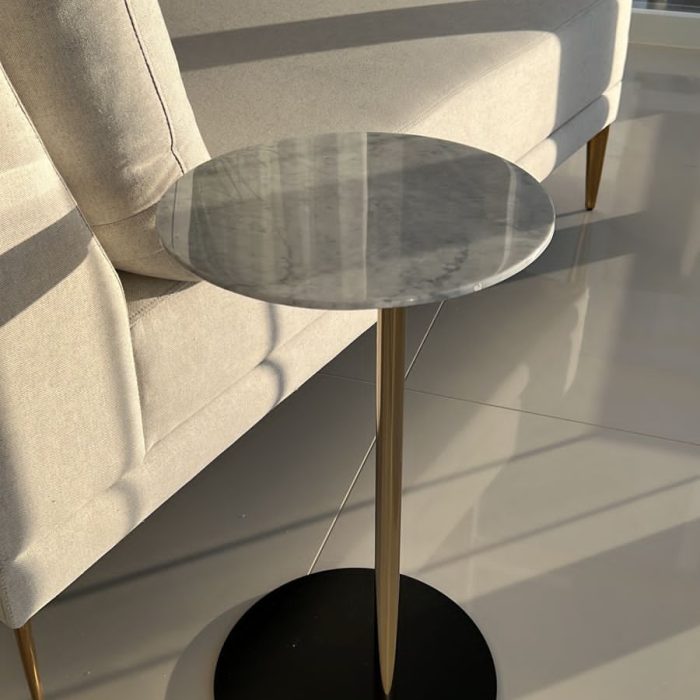 Mesa Auxiliar Bolero Marmore Branco Carrara