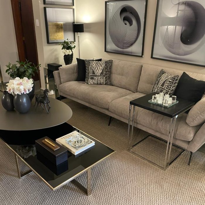 Mesa Centro Grace Retangular Vidro preto